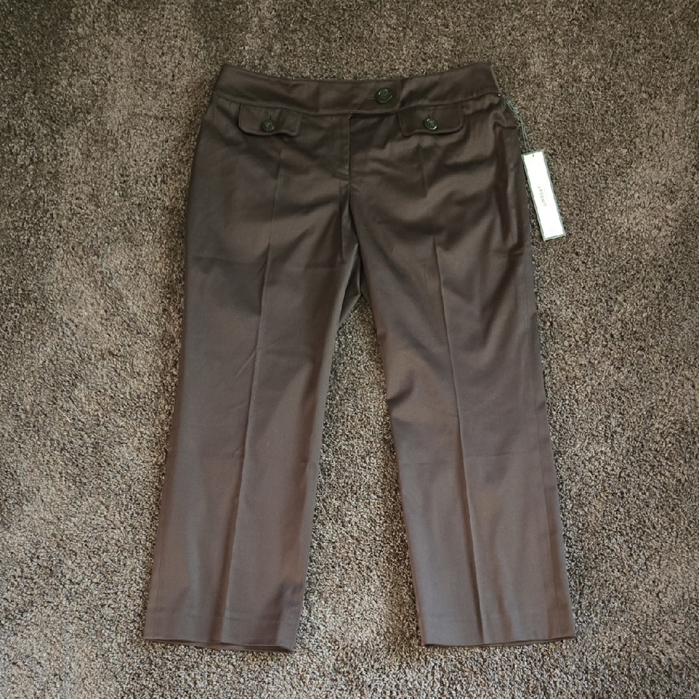 NEW Ann Taylor Lindsay Brown Crop Pants 8